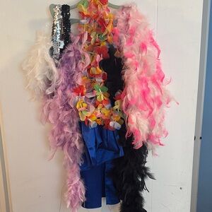 Colorful Feather Boa and Lei Costume Set